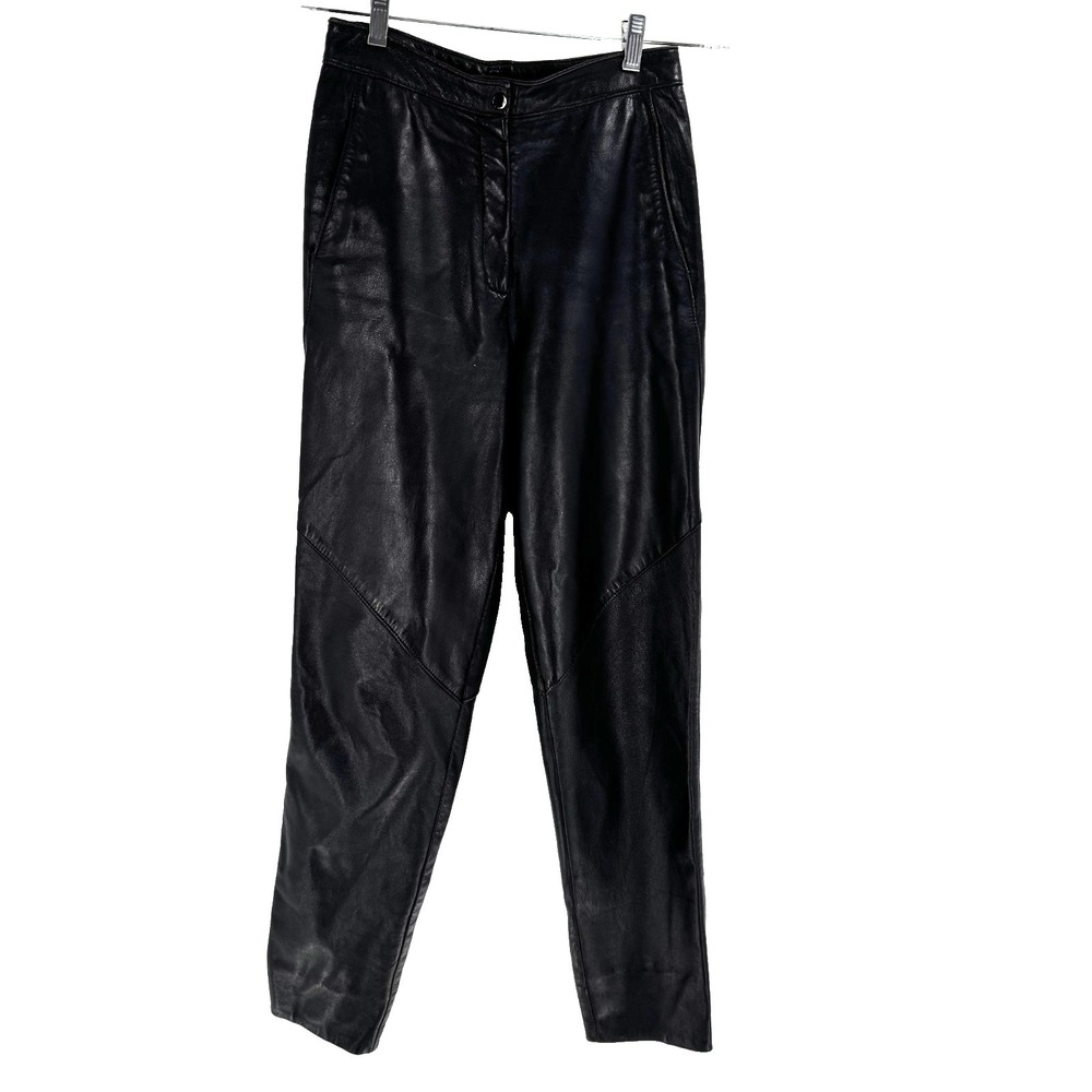 Vintage Firenze Women's Soft Leather Pants Size 6 Black Biker Sturgis USA Made